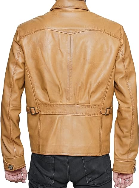 Premium Tan Brown Leather Men's Jacket