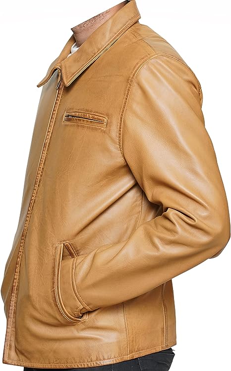Premium Tan Brown Leather Men's Jacket
