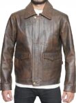 Genuine Dark Brown Air Force Cow Leather Jacket for Classic Men