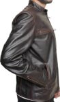 Handcrafted Distressed Black Leather Cafe Racer Jacket for Men