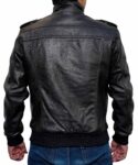 Men Black Fitted Bomber Style Leather Jacket