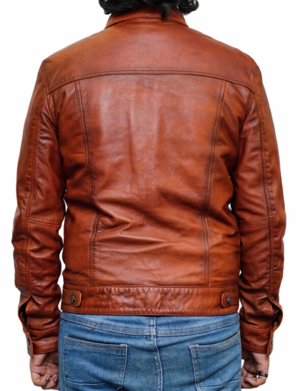 Men-Brown-Premium-Leather-Trucker-Style-Jacket