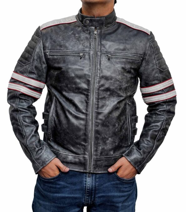 Men-Cafe-Racer-Grey-Stripes-Motorcycle-Distressed-Jacket