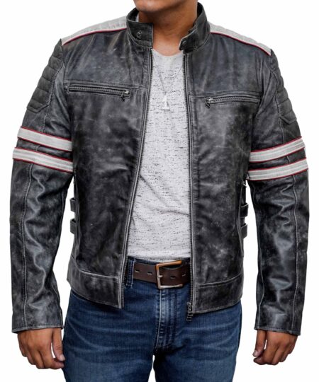 Men-Cafe-Racer-Grey-Stripes-Motorcycle-Distressed-Jacket