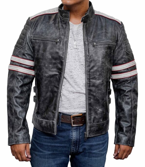 Men-Cafe-Racer-Grey-Stripes-Motorcycle-Distressed-Jacket