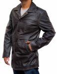 Men-Genuine-Leather-Black-Mid-Length-Trench-Coat-2