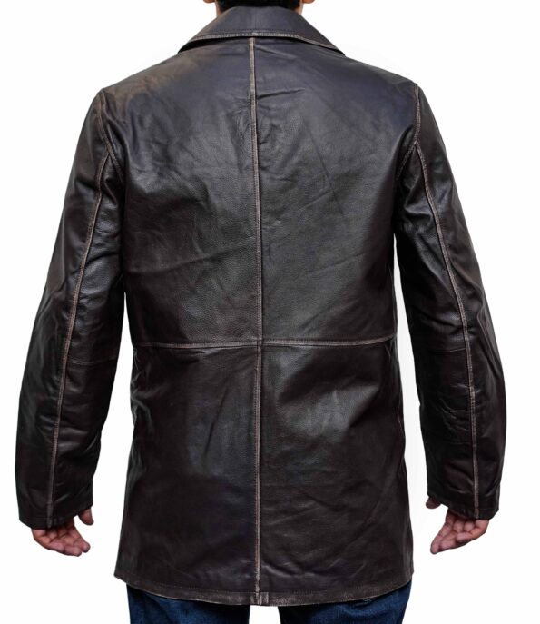 Men-Genuine-Leather-Black-Mid-Length-Trench-Coat