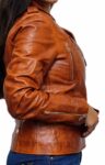 Women-Asymmetrical-Collar-Tan-Biker-Motorcycle-Leather-Jacket-4