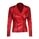 Crimson Elegance of a Distinctive Women's Lambskin Leather Jacket