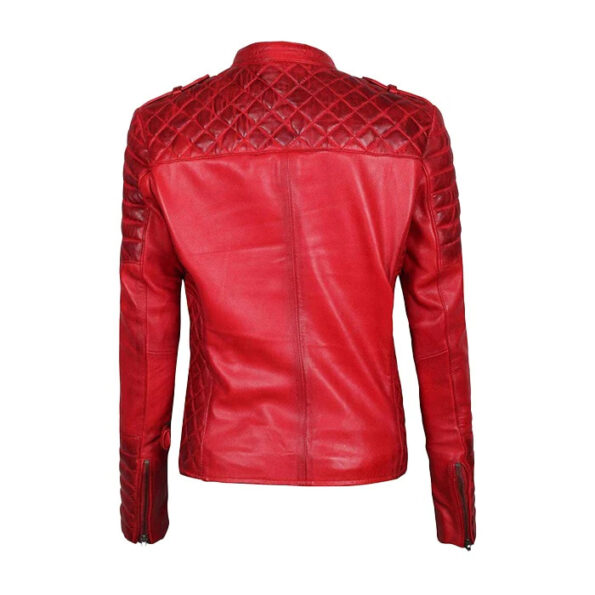 Crimson Elegance of a Distinctive Women's Lambskin Leather Jacket