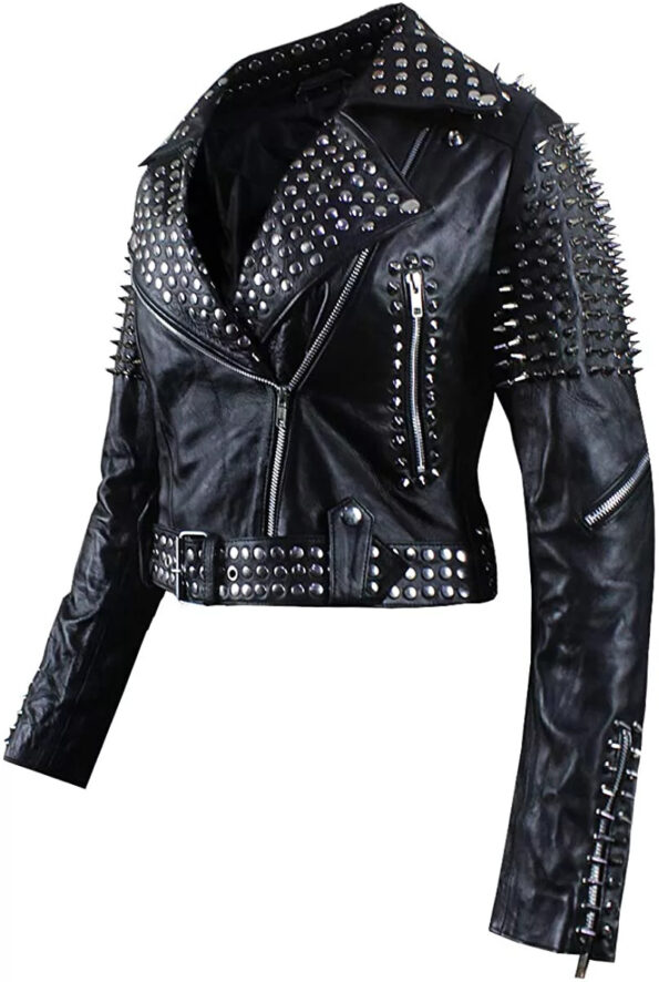 Biker Chic Britney Spikes Brando Studded Women Jacket