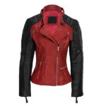 The Iconic Catherine Chandler's Red Black Biker Leather Jacket