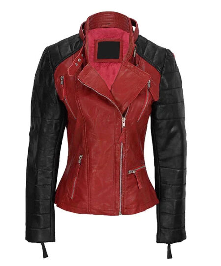 The Iconic Catherine Chandler's Red Black Biker Leather Jacket