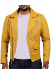 Fashion Meets Adventure: Men's Yellow Handmade Leather Slim Fit Jacket