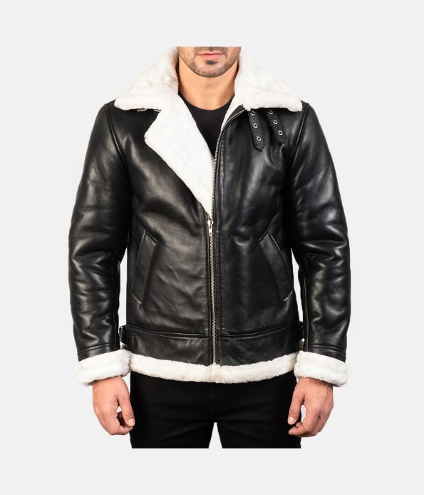 The Black and White Men’s Leather Bomber Jacket's Magnetism