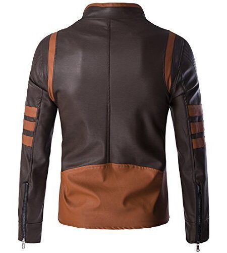 Men's Sporty Leather Jacket with Polyurethane Stand Collar by Asfias