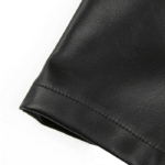 Women Black Cropped Motorcycle Leather Jacket