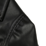 Women Black Cropped Motorcycle Leather Jacket